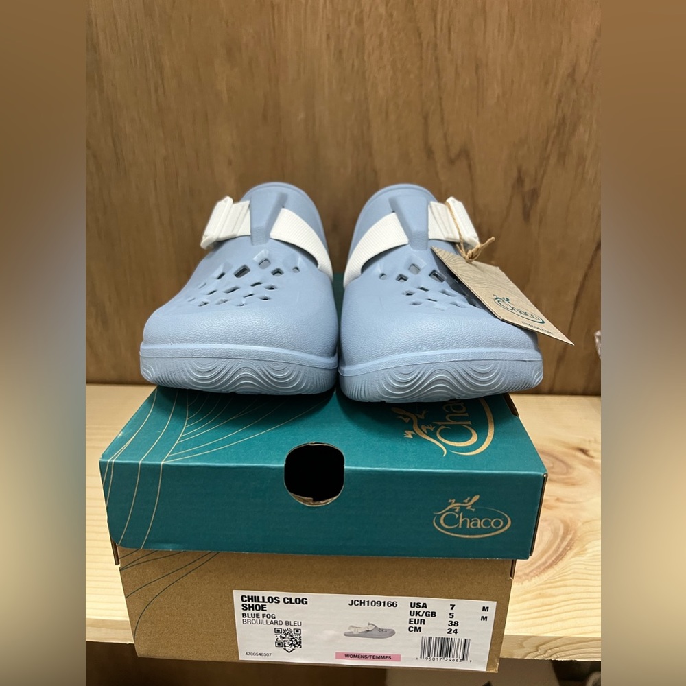 NEW! WOMENS CHACO CHILLOS CLOG SHOE BLUE FOG